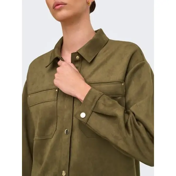 Chemise en suédine femme vert kaki JDY – Surchemise effet daim