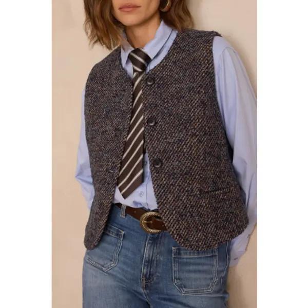 Gilet sans manches PHARELL en laine tweed - Maison 123 Corbeil