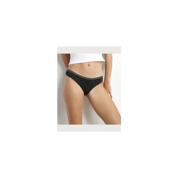 Culotte menstruelle lavable en coton bio noir Flux moyen Dim Protect - Dim