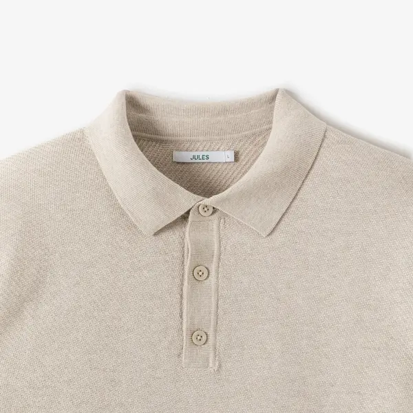 Polo en maille col boutonné jeux de points