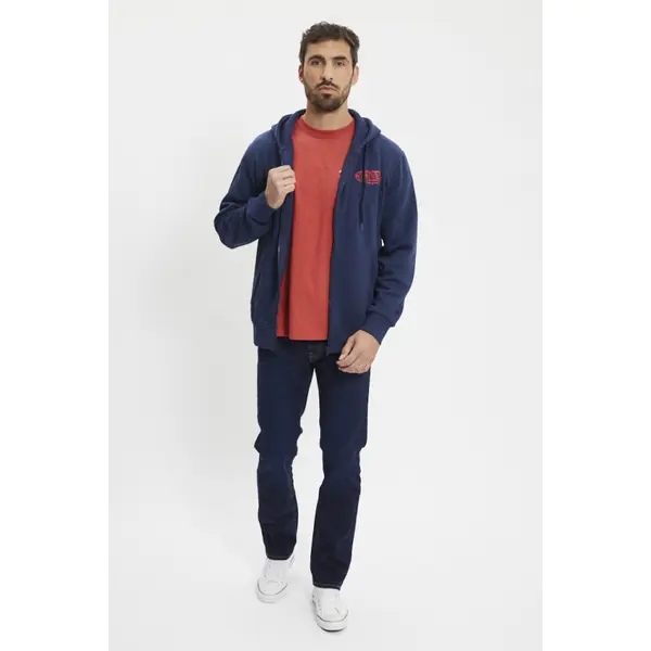 Sweat à capuche zippé bleu marine