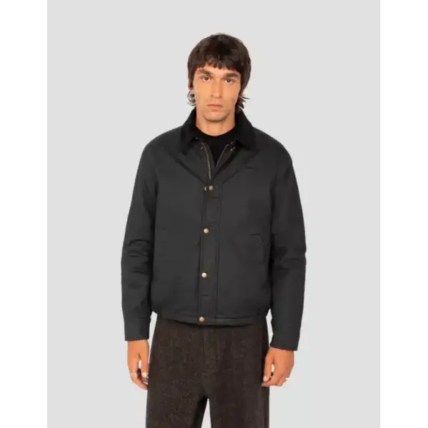 Veste noire coton ciré col velours Schott Homme Bents