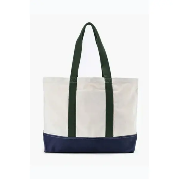Tote bag Two Horse beige et vert sapin
