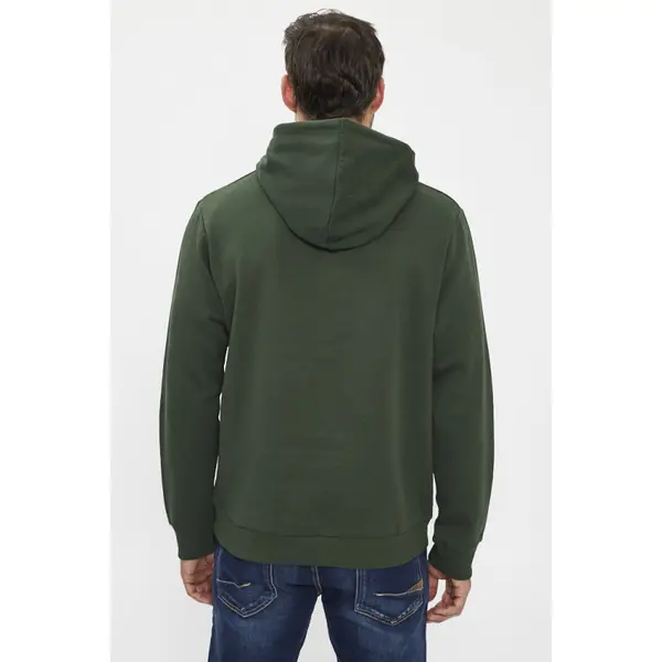 Sweat hood vert floqué