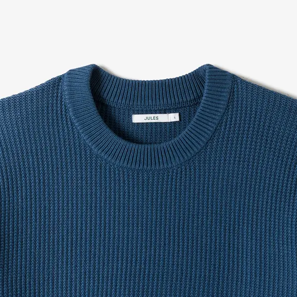 Pull col rond jeux de points fantaisie