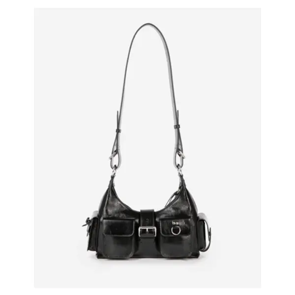 Bandoulière sac amelia en cuir craquelé noire black - The Kooples Corbeil