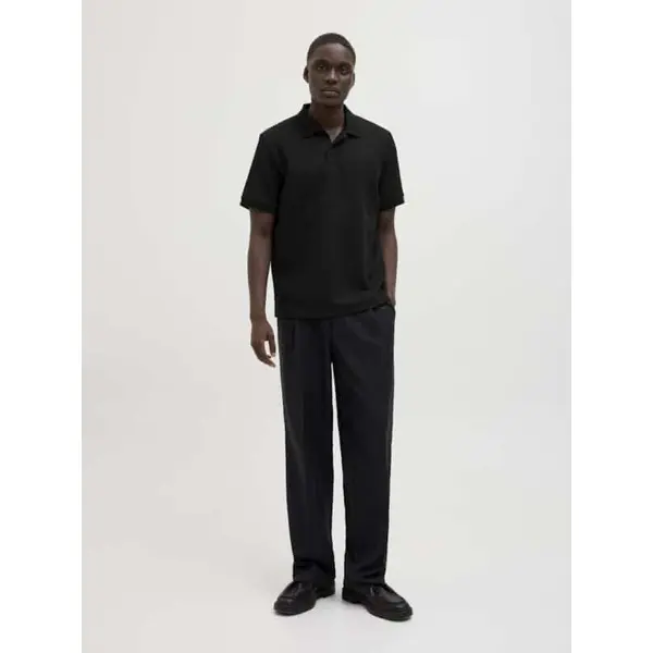 Polo noir manches courtes Jack and Jones – Maille nid d'abeille