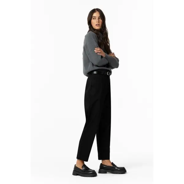 Pantalon chino femme noir TIFFOSI BIANCA avec ceinture