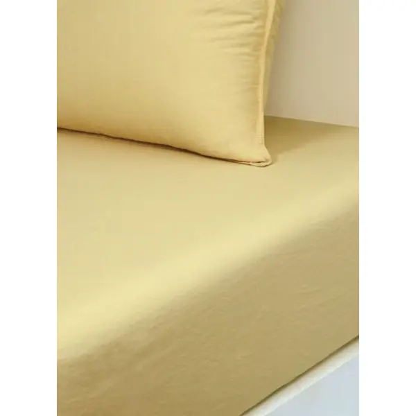 Desforges - drap housse en satin de coton lavé vert, palerme - Yves Delorme
