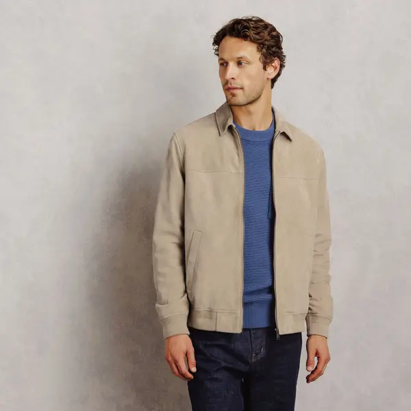 Blouson 100% cuir col chemise