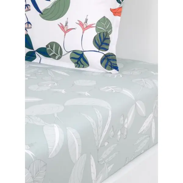Olivier Desforges - Drap housse en percale de coton vert, Ylang - Yves Delorme