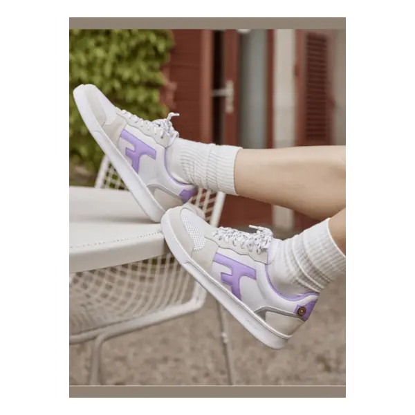 Baskets basses blanches & violet clair - Faguo Outlet
