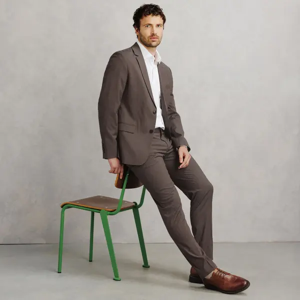 Pantalon de costume slim pied de puce