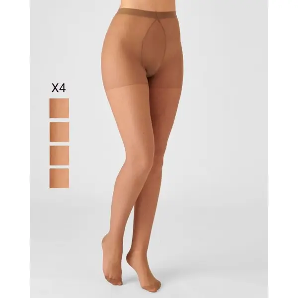 Lot de 4 collants mousse 20D spécial hanches fortes