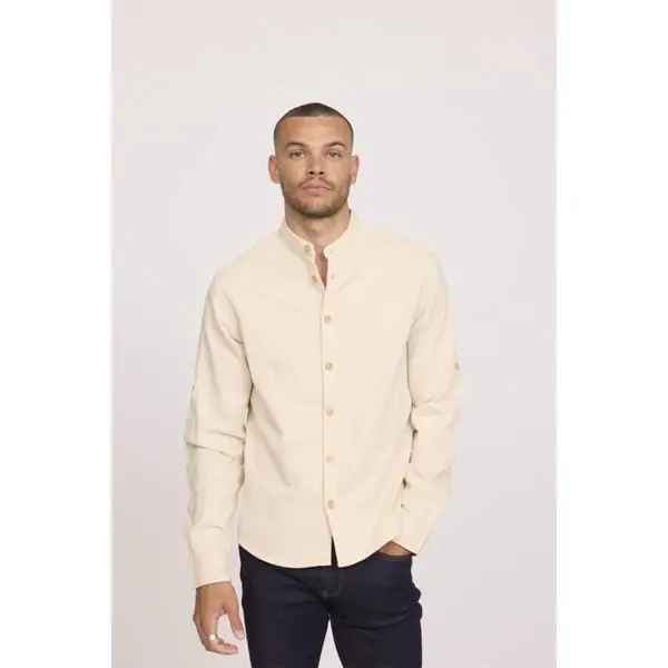 Chemise beige col mao manches longues Lee Cooper