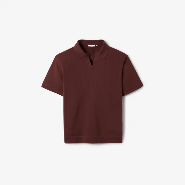 Polo manches courtes col resort texturé