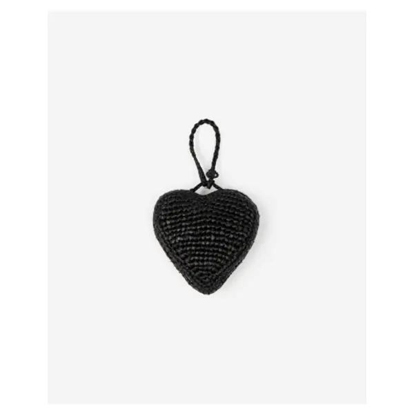 Bijou de sac cœur en raphia noir black - The Kooples Corbeil
