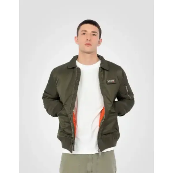 Bomber CWU kaki avec col Schott Homme