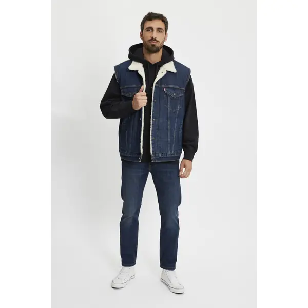 Veste Trucker sherpa sans manches