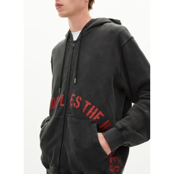 Sweatshirt zippé avec sérigraphie noir homme - The kooples