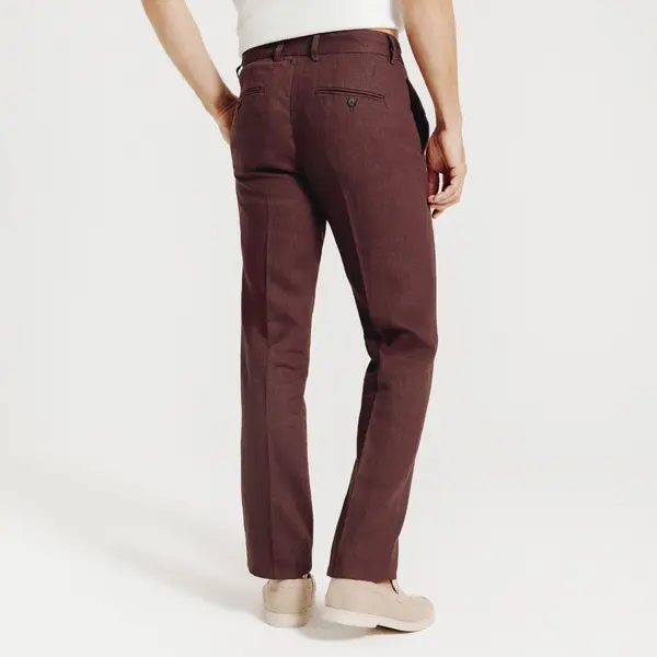 Pantalon chino straight 100% lin