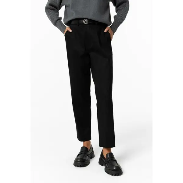 Pantalon chino femme noir TIFFOSI BIANCA avec ceinture