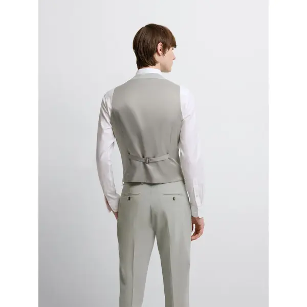 Costume 3 pièces slim en laine mélangée vert amande
