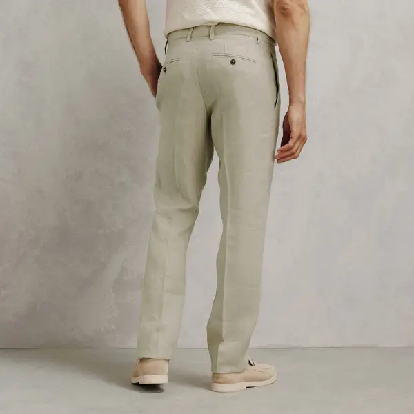 Pantalon chino straight 100% lin