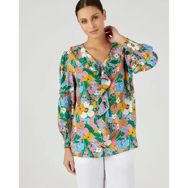 Blouse imprimée à volants