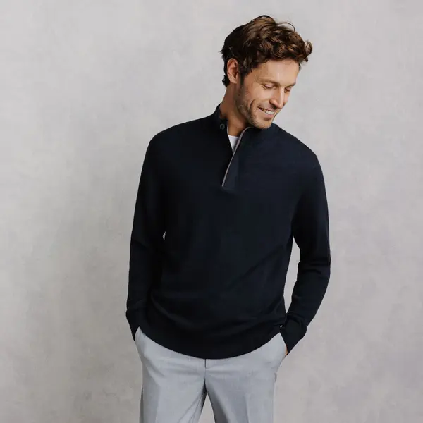 Pull col montant zippé merinos cachemire