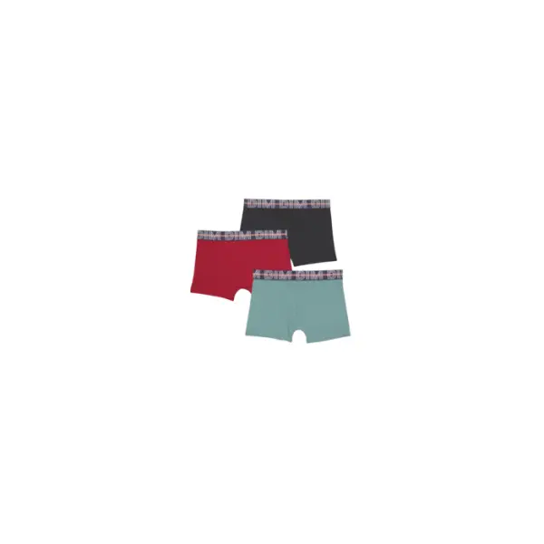 Lot de 3 boxers garçon en coton stretch Rouge Bleu Vert EcoDim Classic - Dim