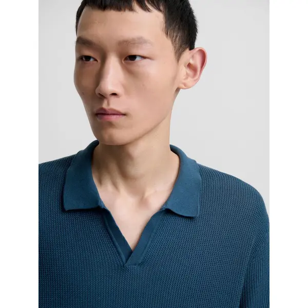 Polo maille col ouvert en coton bio