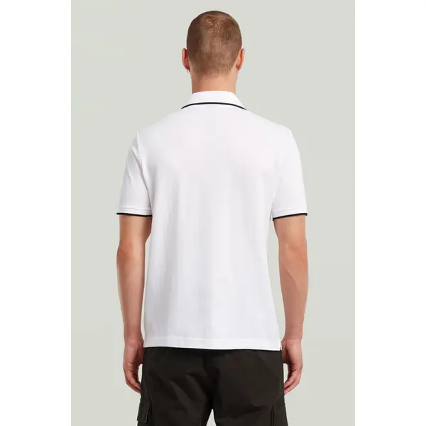 Polo chest logo striped blanc