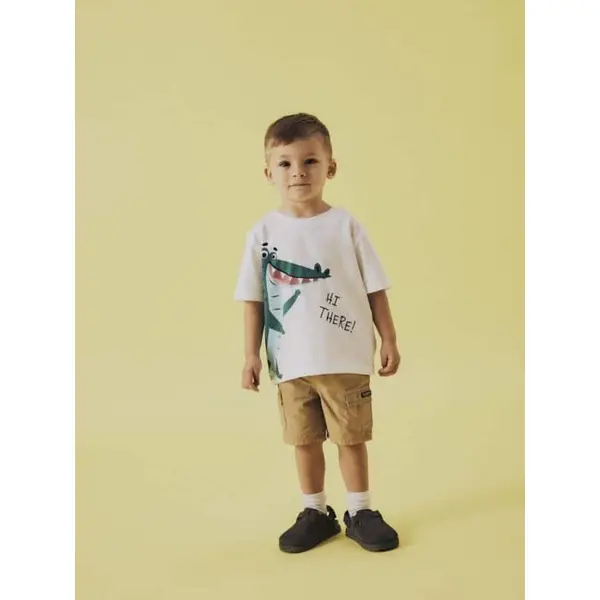 Tee-shirt manches courtes blanc crocodile Name It mini garçon | Du 18 mois au 8 ans