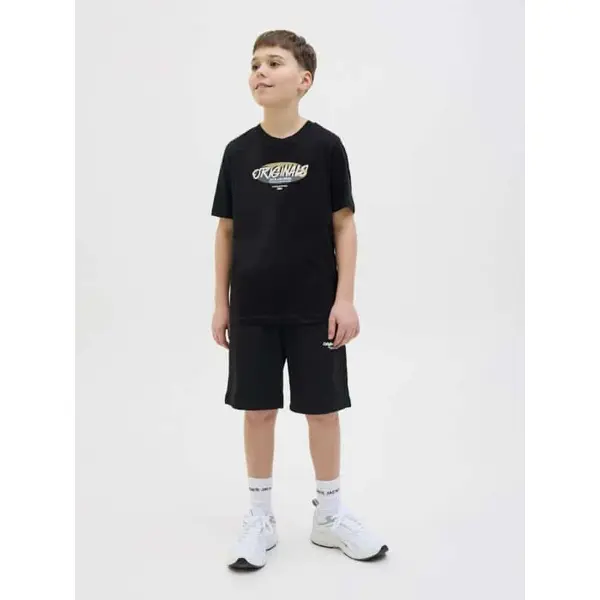 Short jogging en coton noir garçon Jack & Jones Junior | Du 8 au 16 ans