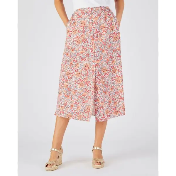 Jupe boutonnée pure viscose