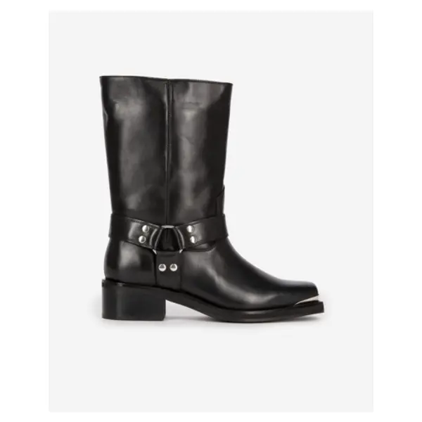 Bottes à sangles en cuir noir black - The Kooples Talange