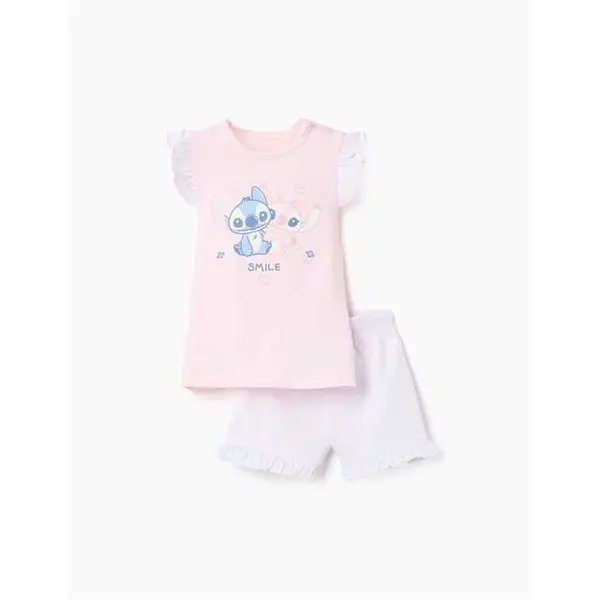 Pyjama bébé fille Disney Stitch & Angel Zippy rose coton | 6-36 mois