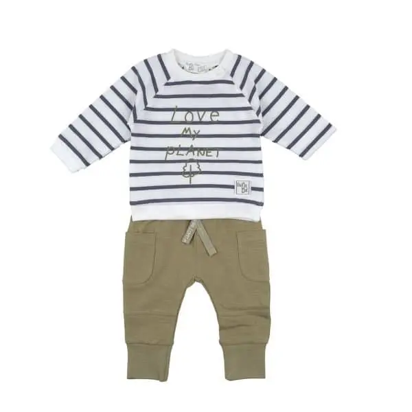 ENSEMBLE PANTALON T-SHIRT MARINIERE BEBE GARCON BABYBOL 3 -18 Mois