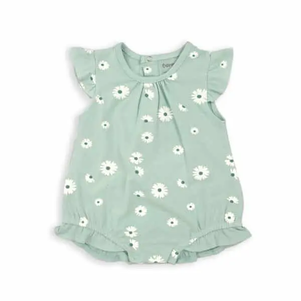 Barboteuse Verte en Coton Imprimée Florale Bébé Fille 3-24 Mois BabyBol -