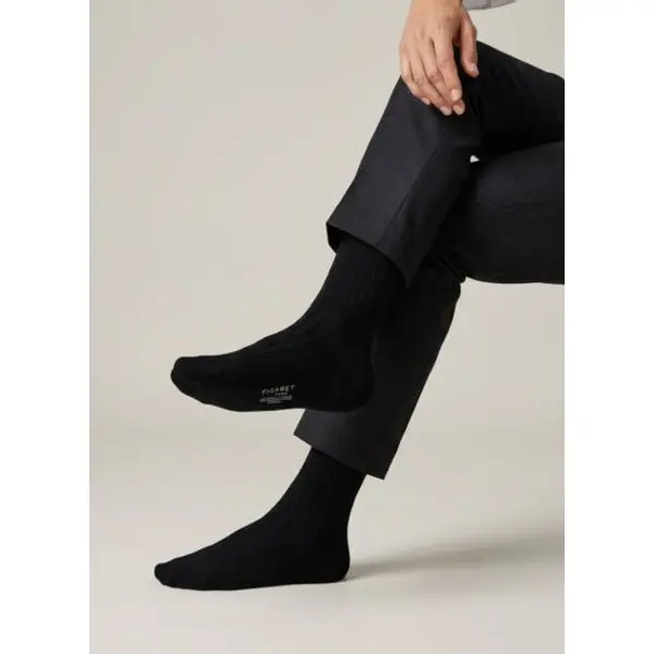 Chaussettes côtelées double fil d'Ecosse unies - Figaret
