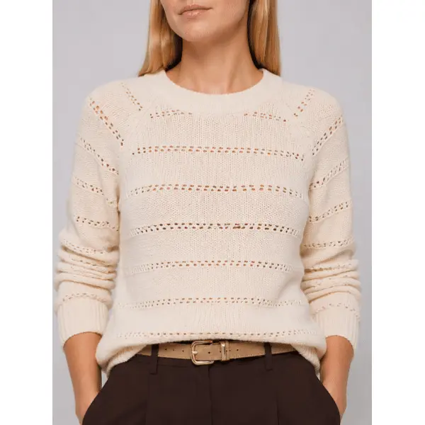 Pull beige maille col rond Tiffosi femme