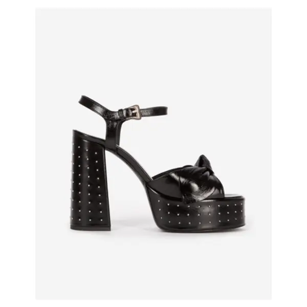 Sandales à talons cloutées en cuir noir black - The Kooples Corbeil