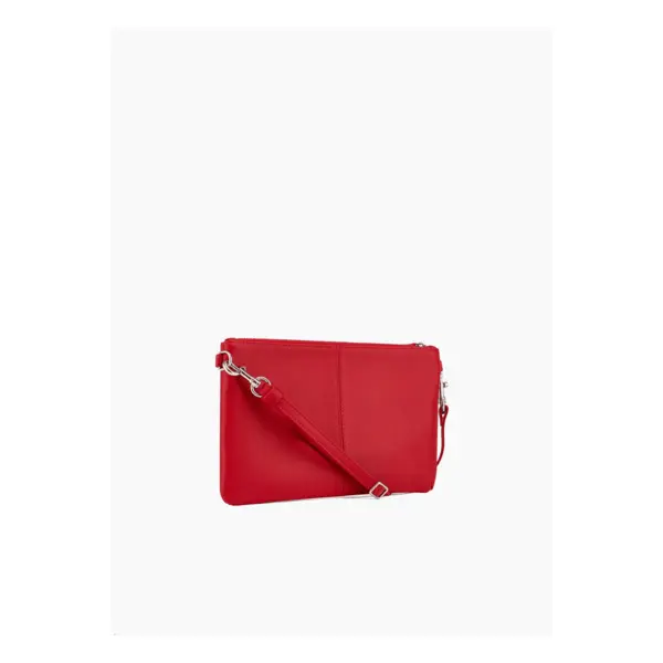 Pochette zippée avec bandoulière amovible Charlotte en cuir lisse - Le Tanneur