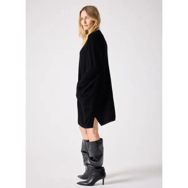 Robe poncho cachemire bella noir - Notshy
