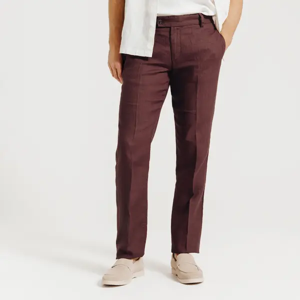 Pantalon chino straight 100% lin