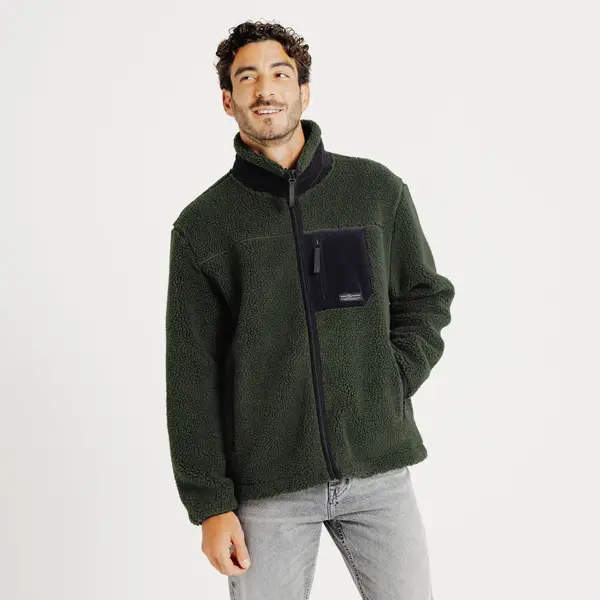 Veste zippée sherpa contrastée