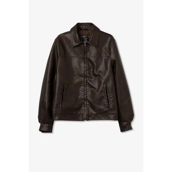 Veste simili cuir marron Tiffosi homme col court