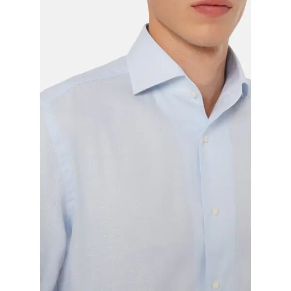 Chemise bleu clair en coton dobby regular fit - Boggi milano