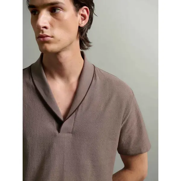 Polo col ouvert en jersey